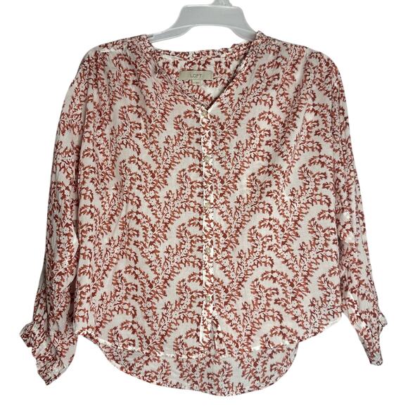 Loft Womens Floral Button Up Blouse size Medium - Picture 1 of 5
